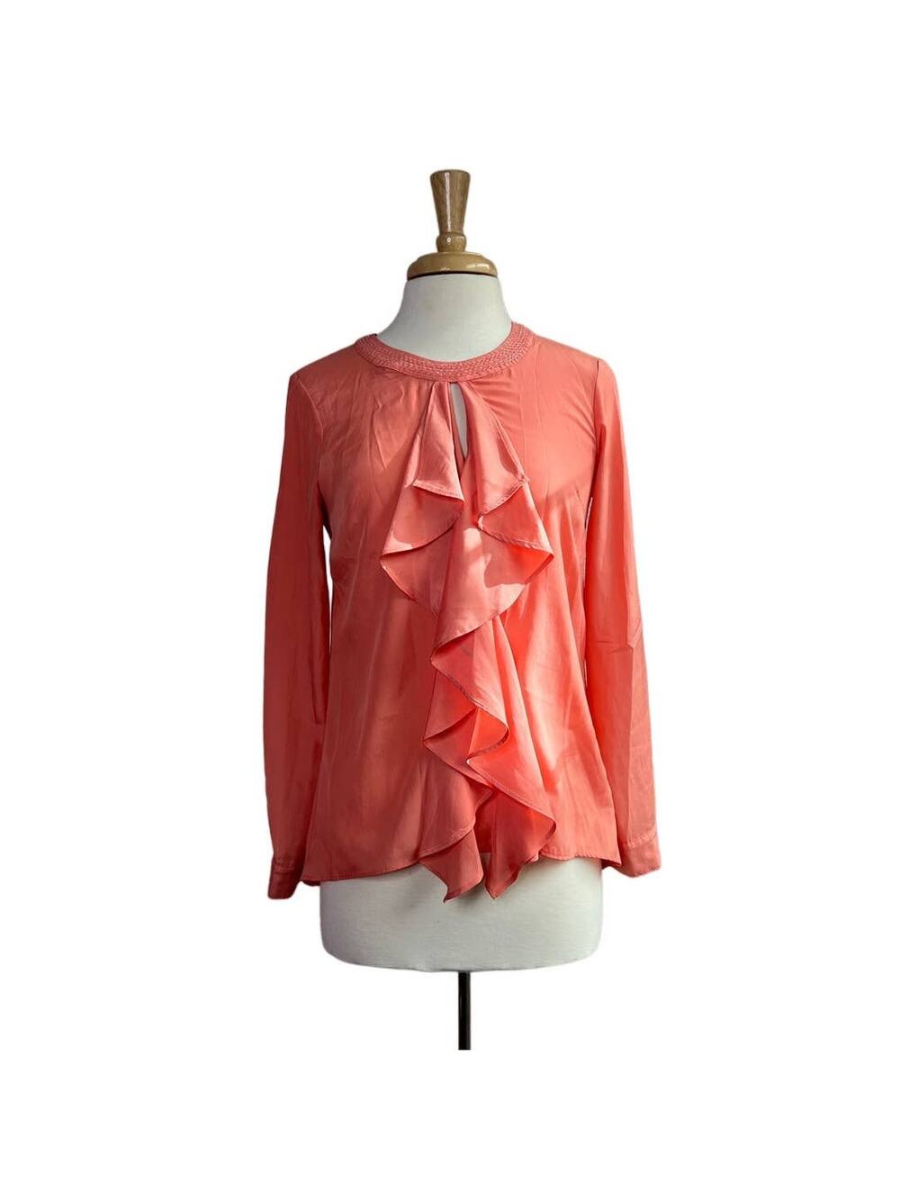 Coral Ruffle Beaded Collar New York & Company Blouse